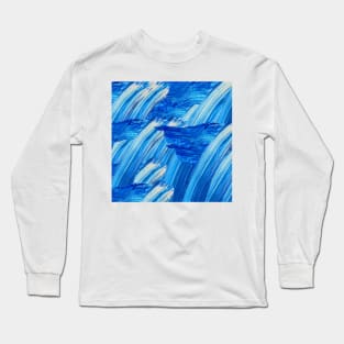 Blue Brush Strokes Long Sleeve T-Shirt